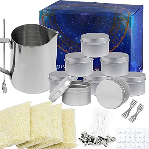 Addbeaut Candle Making Kit Supplies, Beeswax DIY Candle Craft Tools Including Candle Make Pouring Pot, Candle Wicks, Wicks Sticker, 3-Hole Candle Wicks Holder, Beeswax, Candles tins and Spoon