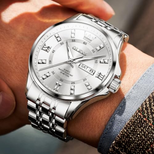 Image of OLEVS Men Leather Watches Black Ultra Thin 6.5mm Minimalist Dress Fashion Simple Casual Waterproof Date Watch for Men
