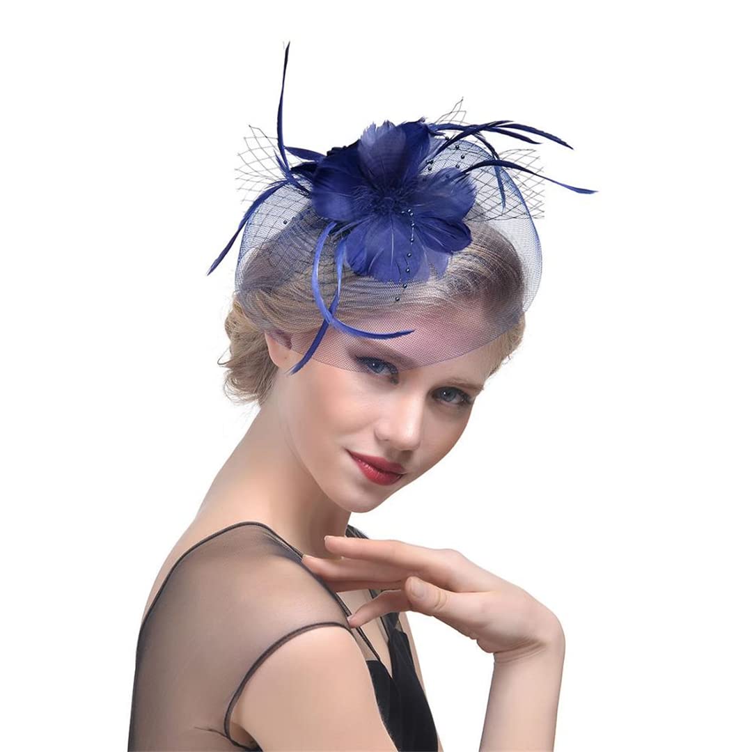 FBHappiness Fascinator Feather Headdress Yarn Hat Headband Bridal Headwear Hat Cocktail Tea Party Headwear ，Cocktail Hats