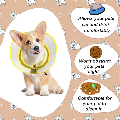 Image of Inflatable Dog Cone Collar for Large Medium Small Dogs to Stop Licking, Soft Dog Cone Alternative Donut Collar After Surgery (Yellow, M)