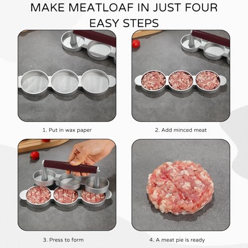 hinbkenla Mini Burger Press,Sausage Patty Press,Slider Burger Press to Make 3 Patties At A Time,Round Slider Press for Mini Burgers,Hamburger Patty Press for Mini Burger,Barbecue,Picnic,Camping, Etc by hinbkenla - Used condition - Image 4