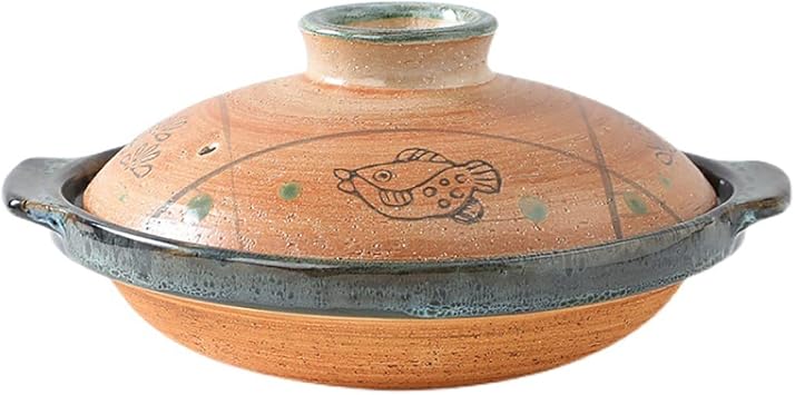 Clay Pot for Cooking Casserole Clay Pot Japanese Sumi Kannyu Donabe Ceramic Hot Pot Chinese Earthen Pot Stew Pot with Lid 26cm/ 1150ml/ for 2-3 people