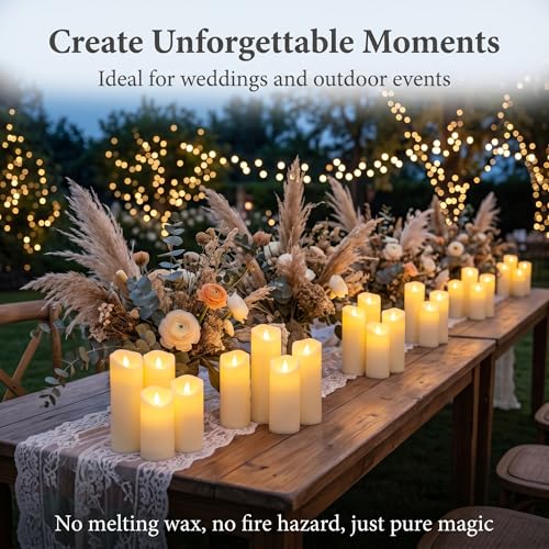 Image of Enido 9pcs Flameless Candles with Remote, 2.2 inch x 5 /6 /7 inch Heat-Resistant Plastic LED Pillar Candles, Battery Operated Moving Wick Fake Candles with Timer, Realistic for Wedding, Outdoor, Home Decor