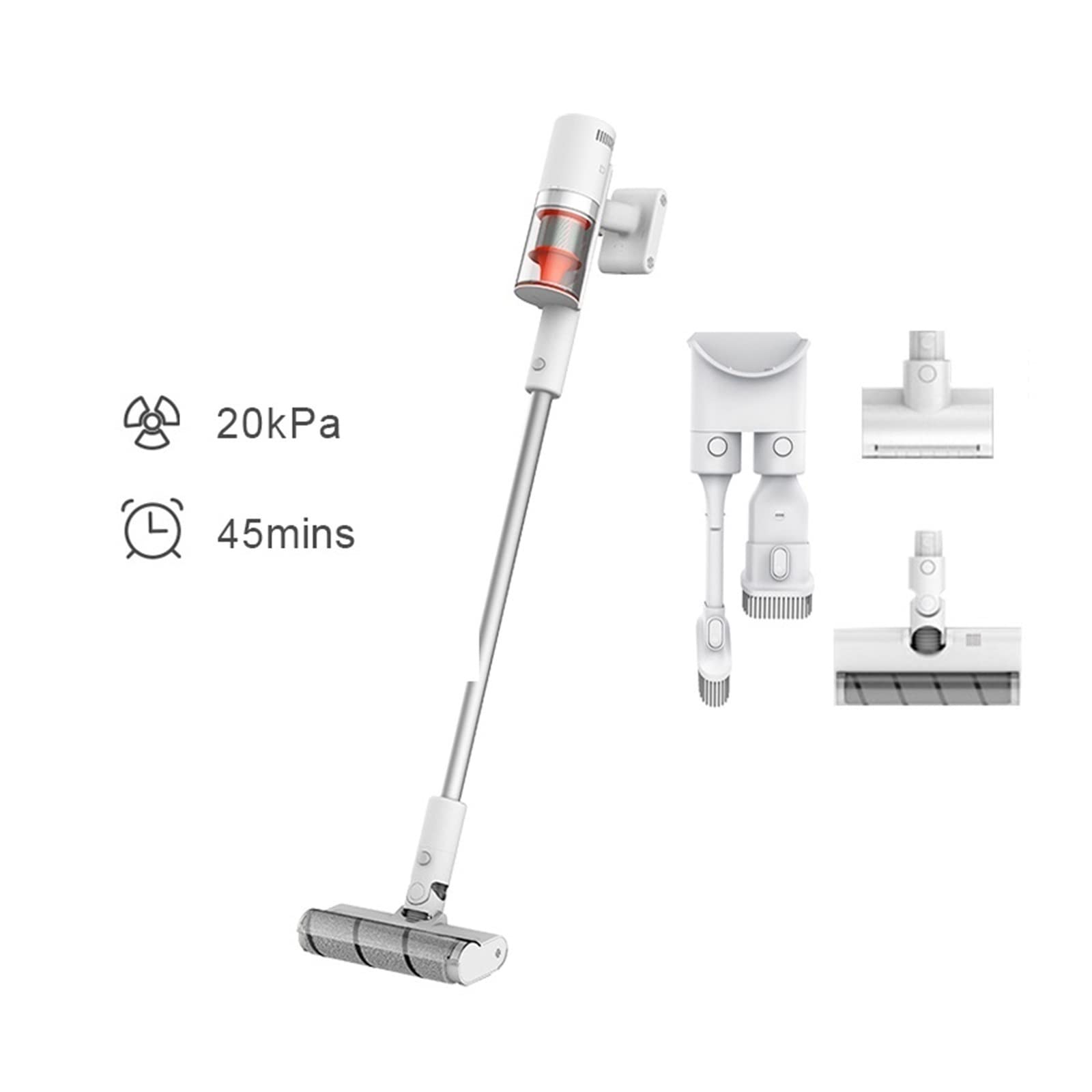 Kompatybilny z bezprzewodowym odkurzaczem XIAOMI MIJIA 2 Slim 20kPa Cyklon ssący 45 minut długa żywotność baterii Zamiatanie i czyszczenie mopem (Color : biały, Size : AU)