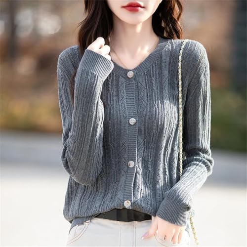 Cardigan Tricoté Slim d'Exception - Pull Manteau Solide de Qualité - 7