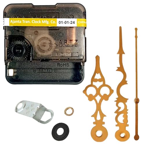 Image of Ajanta Mfg. Ormove Quartz Battery Operated Plastic Ticking Wall Clock Machine with Antique Needle Hands for Wall Clock (55 x 55 x 16mm) (Golden)