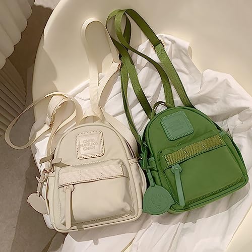 INFENU Cute Canvas Backpack Japanese Backpack Kawaii Vintage Simple Mini Backpack Travel Portable Backpack (Green)