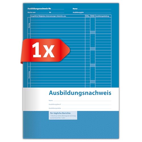 Primus Print Ausbildungsnachweisheft A4 Berichtsheft für Auszubildende 56 Seiten Wöchentliche Eintragung mit Hochwertigem Umschlag Ideal für die Berufsausbildung - 1 Stück