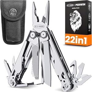 PERWIN Multitool, 22-in-1 Multitools Pliers with Nylon Sheath, Professional Multi-tool for Survival, Camping and Hunting