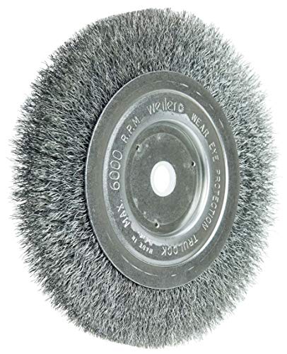 Image of Weiler 01085 6 inch Narrow Face Crimped Wire Wheel, Short Trim.006 Steel Fill, 5 /8 inch-1 /2 inch Arbor Hole, Made in the USA (Pack of 10)