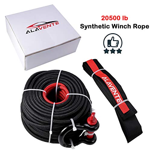 ALAVENTE Synthetic Winch Rope Line Cable 20500 lb. w/ Protective Sleeve for ATV UTV Truck Boat Ramsey 95ft x 3/8