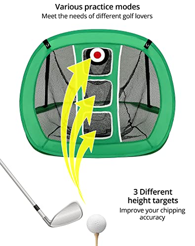 QWORK® Chipping Net - Pop Up Golf Practice Net with 2 Mats, 12 Training Balls & Tees - Image 2