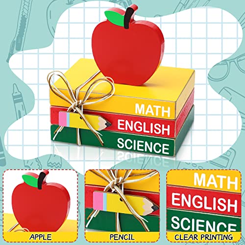 Image of Pinkunn 4 Pcs Back to School Table Decoration Wooden Apple Decorative Trays