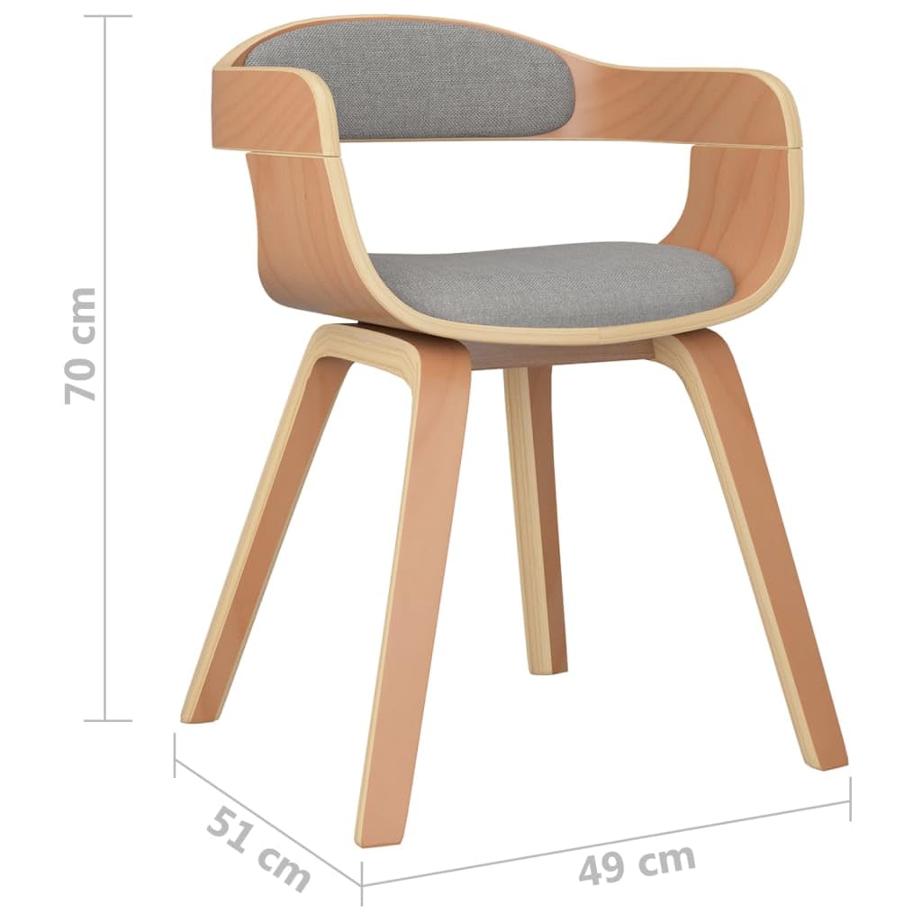 Juego de 2 sillas de comedor gris natural 49 x 51 x 70 cm | Respaldo acolchado, asiento de esponja, patas de madera de haya, carga máxima 110 kg