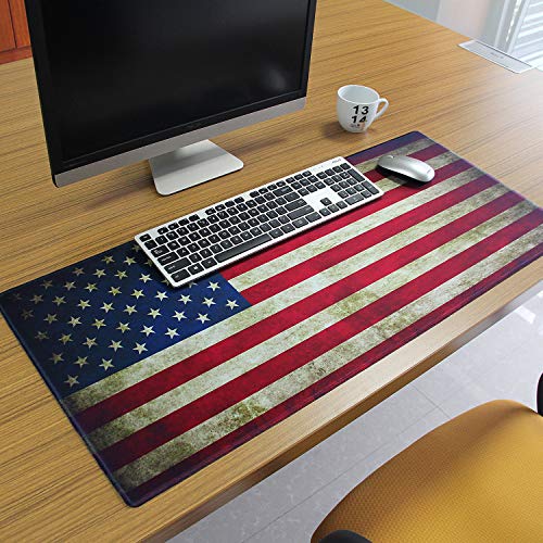 Meffort Inc Extra Large Extended Gaming Desk Mat Non-Slip Rubber Pads Stitched Edges Xxl Mouse Pad 35.4 X 15.7 Inch - Usa Flag #TOP5