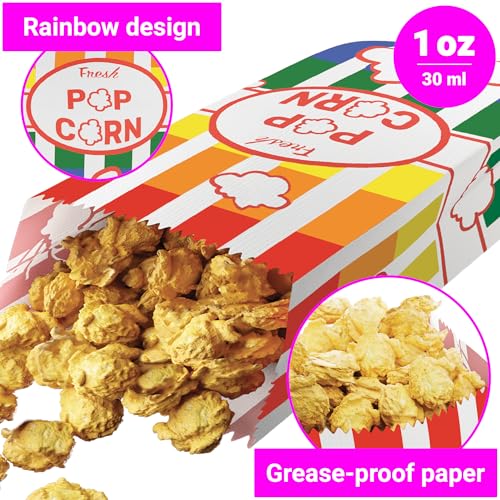 Image of CUSINIUM Rainbow Popcorn Bags for Party (100-Pack, 1oz) - Carnival Theme - Customizable
