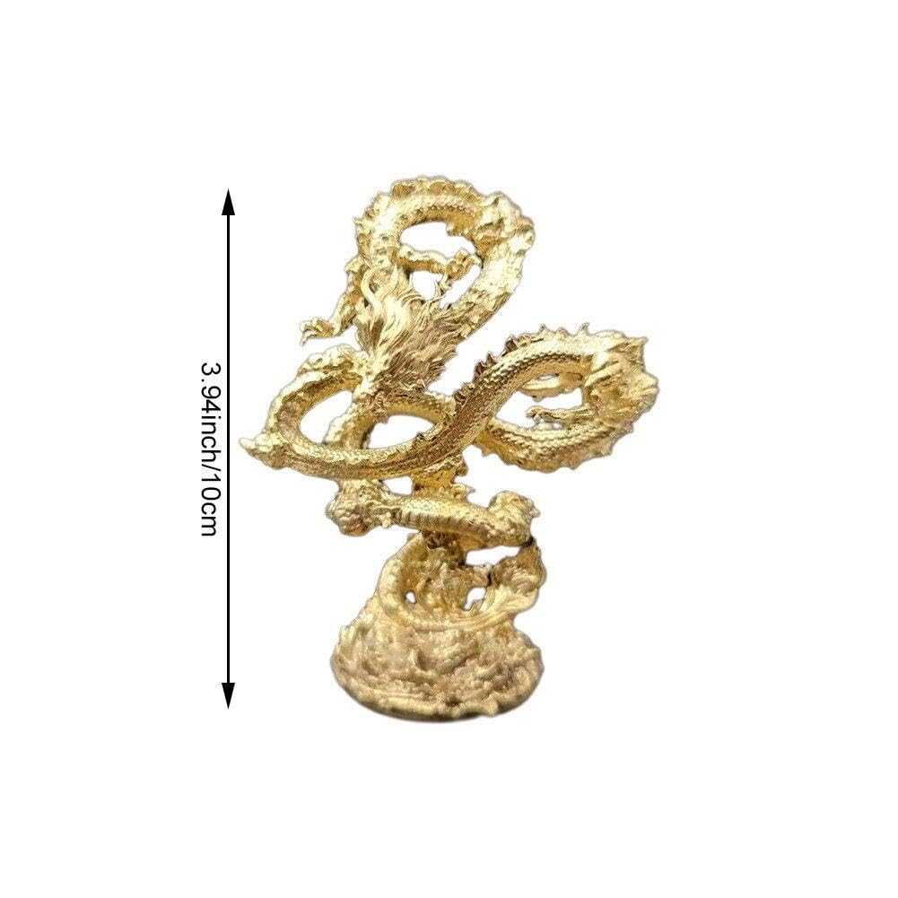 Statua Drago Cinese In Ottone – Ornamento Feng Shui Per Ufficio E Casa, Portafortuna, 13.7x2.3x7.3 Cm