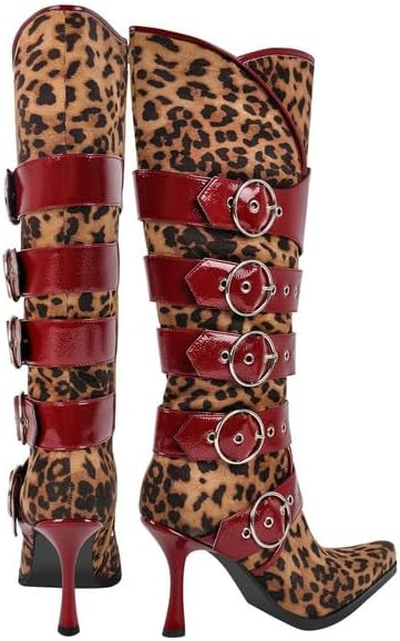 Richealnana Women's Pointed Toe Side Zipper Riding Knee High Boots Buckle Moto Long Boots