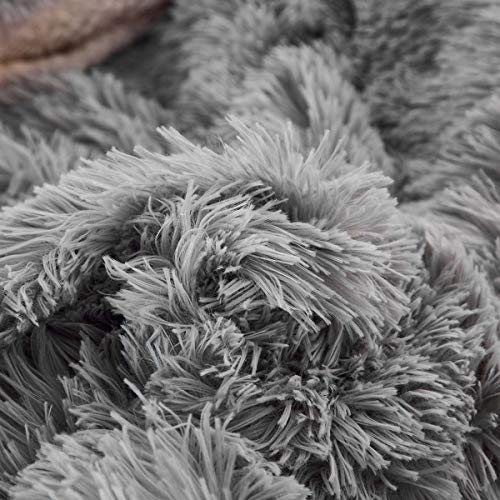Gray Faux Fur Comforter Set Full / Queen 3 Pieces - 1 Shaggy Comforter 90X90 And 2 Fur Pillowcases, Ultra Soft And Easy Care Sherpa Luxury Plush Super Warm Winter Shaggy Bedding Set #TOP7