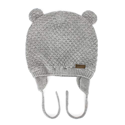 MK MATT KEELY Carino Orso Forma Cappelli Del Bambino Foderato Beanie Con Earflap Bambino Tappi Di Cotone Infantile per Autunno Inverno 0-12 12-24 Mesi Bambino, Grigio A, M