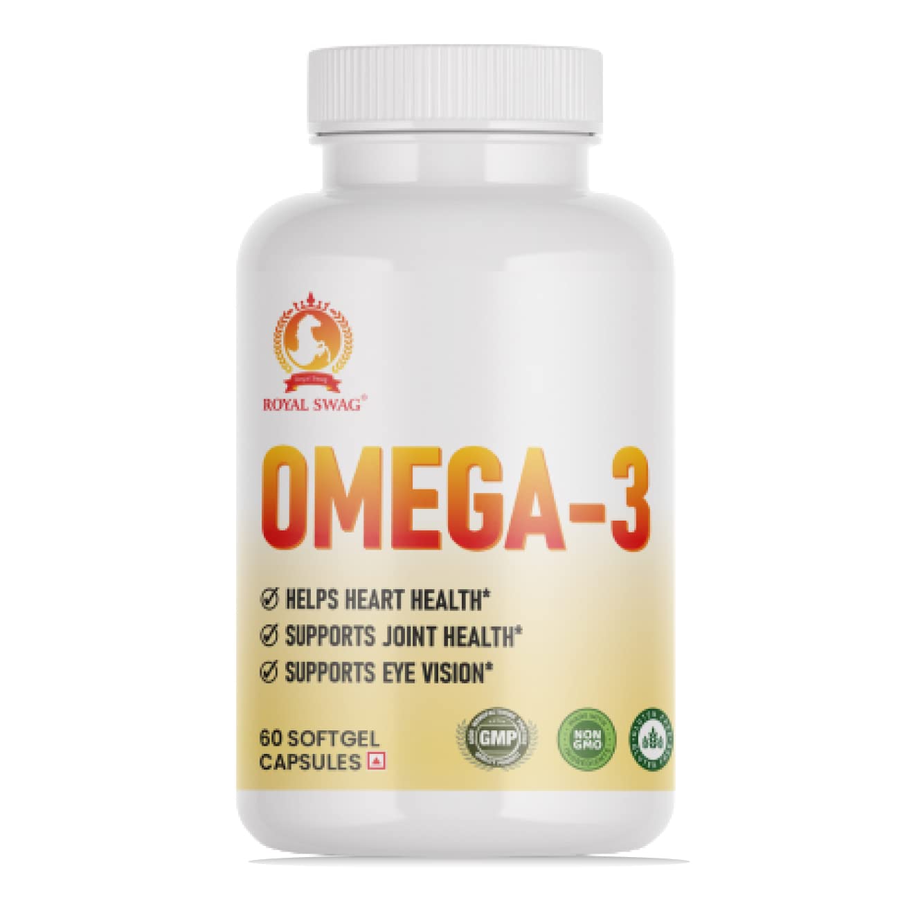 ROYAL SWAG 1250mg of Omega 3 Fish Oil Tablets- High Potency, Molecularly Distilled, Burpless Softgels with EPA and DHA for Immune Support, Joint, Vision, and Heart Health - 60 Count.