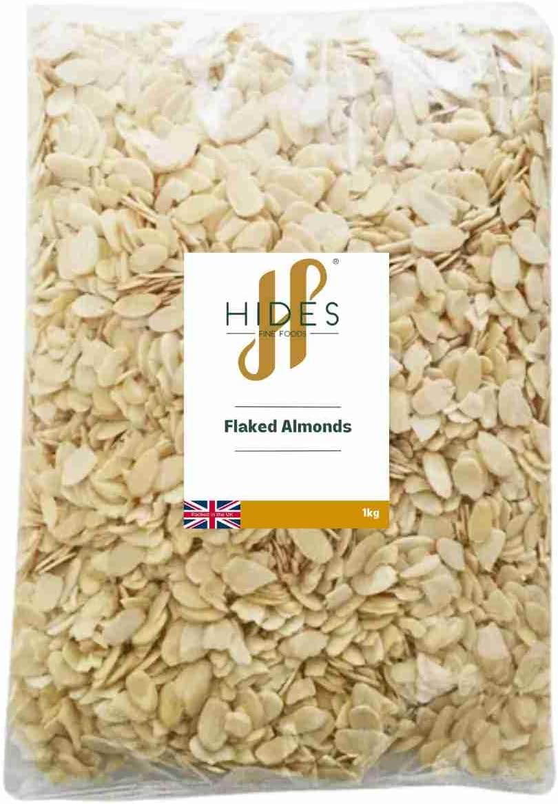 Hides Fine Foods - Flaked Almonds 1kg - GMO - Free - Suitable for Vegetarians - Cooking - Garnish - Salads - Snacking - Desserts - Cakes - Cookies - Pastries