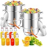 Cecaylie Exprimidor de vapor de acero inoxidable con 8 botellas de cristal, 16 l de diámetro, 26 cm de diámetro, para todo tipo de fuegos, recipiente de agua de 4,5 litros aprox