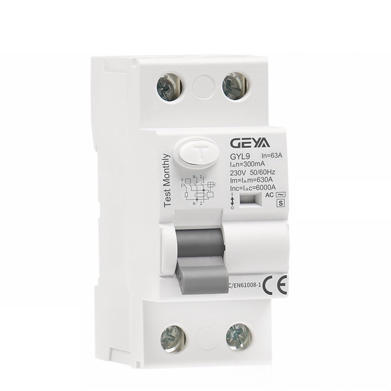 GYL9 AC-S Type Time Delayed RCD RCCB ELCB Delay Type Electromagnetic Circuit Breaker(100mA,AC-S 2P 63A)