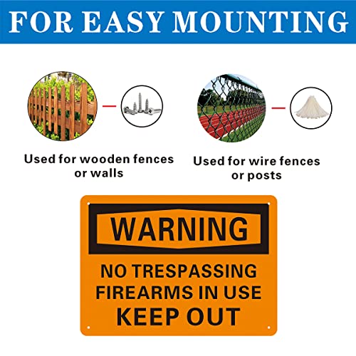 Beiyier (2-Pack) Warning No Trespassing Firearms in Use Keep Out Safety Sign Private Property Metal 10x14 Aluminum, Durable/Weatherproof Indoor or Outdoor Use for House and Business by Beiyier - Image 5