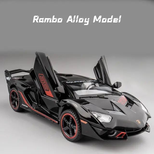 Image of Metal Pull Back Diecast Car 1:32 Lamborghini Sc18 Alston Pull Back Car Model with Sound Light Boys Gifts Toys for Kids. (Black)