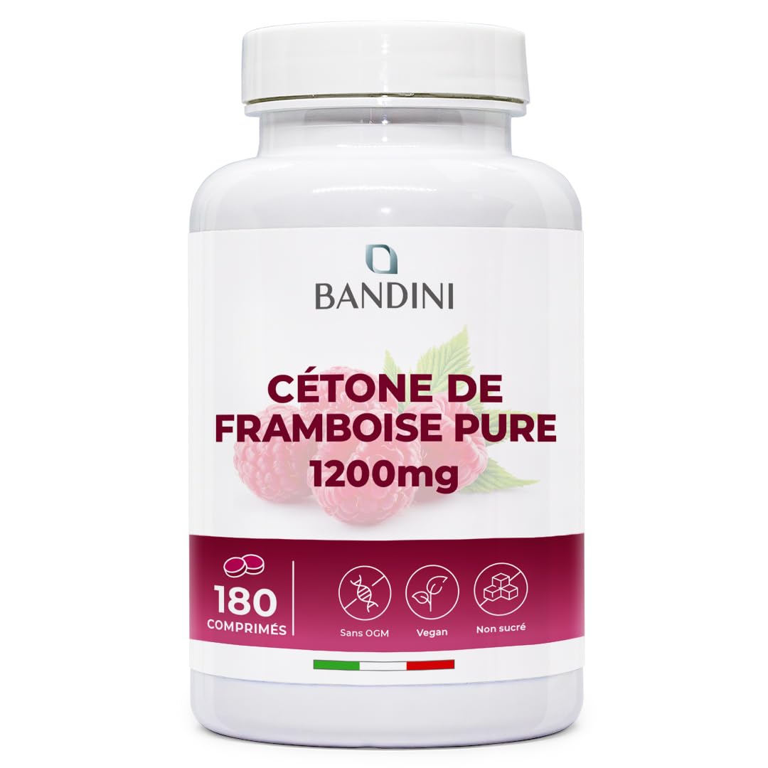 Bandini® Cétone de framboise pure 1200mg - 180 comprimés pour 6 mois - Cétones Exogènes avec Extrait de Framboises pour Regime Keto - Pure Raspberry Ketone, Végétalien, facile à avaler - 100% Vegan