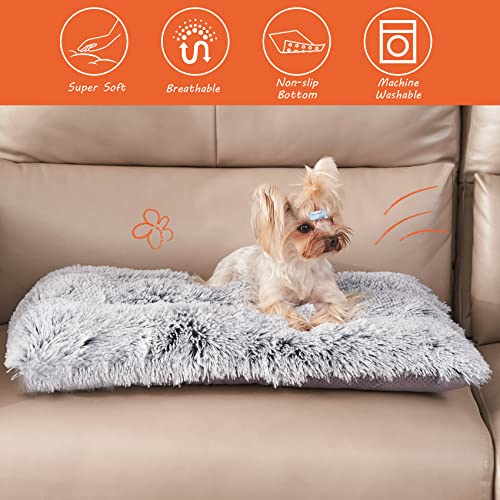 EHEYCIGA Fluffy Small Dog Crate Bed, Calming Anti Anxiety Pet Bed Washable, Dog Mat Mattress for Crate with Anti-Slip Bottom - Image 4