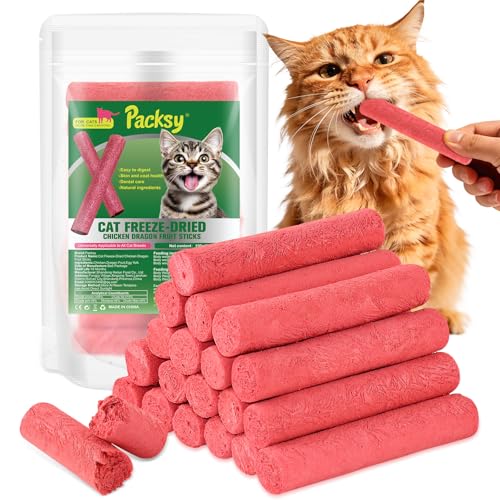 Packsy 100g/3.52oz Freeze-Dried Chicken & Dragon Fruit Sticks for Cats,High-Protein,