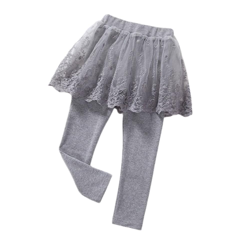 BGMINGYIBaby Girls Footless Leggins with Tutu Ruffle Lace Flower Skirt Toddler Cotton Pantskirt for 1-7 Years Old
