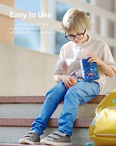 BUZIO Insulated Food Container for Kids Adult, 10oz Stainless Steel Vacuum Insulated Kids Food Jar with Folding Spoon, Leak Proof, Vacuum Insulated food jar, Portable Food Bowl, Blue Dinosaur BUZIO Insulated Food Container for Kids Adult, 10oz Stainless Steel Vacuum Insulated Kids Food Jar with Folding Spoon, Leak Proof, Vacuum Insulated food jar, Portable Food Bowl, Blue Dinosaur - Image 6
