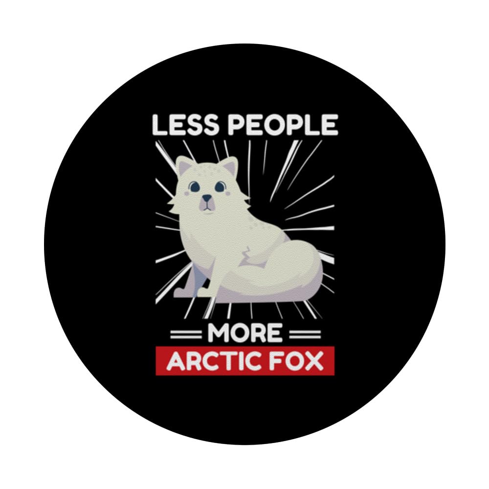 Cute Kawaii Arctic Fox Less People More Arctic Fox PopSockets Swappable PopGrip, Black - Image 3