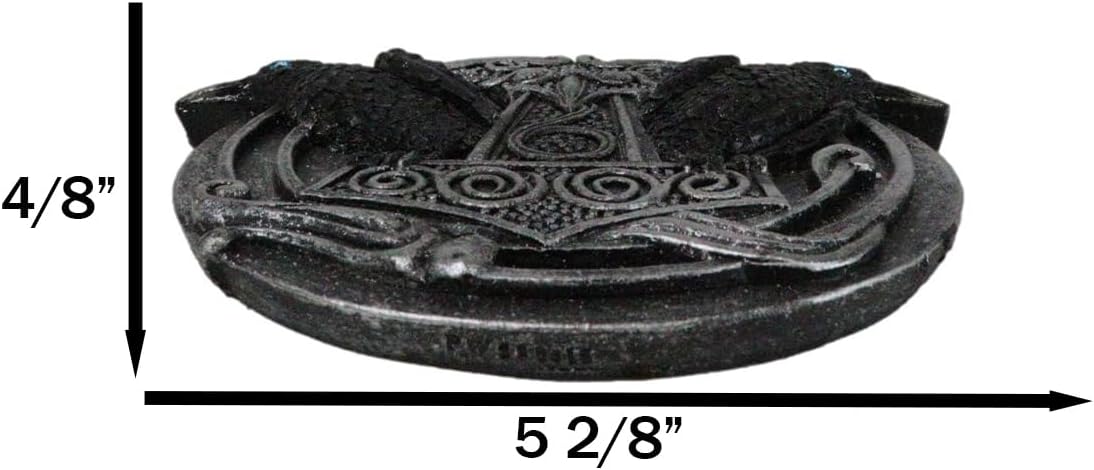Ebros Gift Norse Old Gods Viking Knotwork Thor Hammer Mjolnir with Black Ravens Incense Stick Burner Holder Figurine As Home Fragrance Decor Figurine Accessory Accent