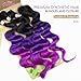 HANNE Ombre Purple Hair Bundles with Closure Body Wave Mermaid Hair Extensions for Women 18 20 22 Inch Closure Heat Resistant Colorful Synthetic Bundles Purple Hair Extensions (Black&Blue&Purples)