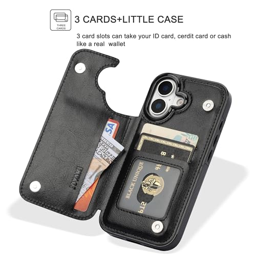 Housse iPhone 17 cuir synthétique noir étui portefeuille chic de 6,3" - 4