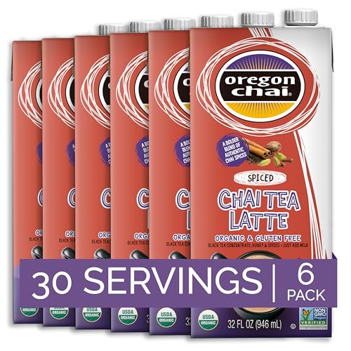 Oregon Chai Organic Spiced Chai Concentrate, 32 Fluid Ounce (Pack of 6)