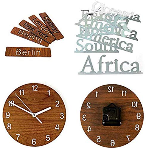 Amazon.co.jp: 時計セット付き3D木製世界地図-クリエイティブDIYホーム