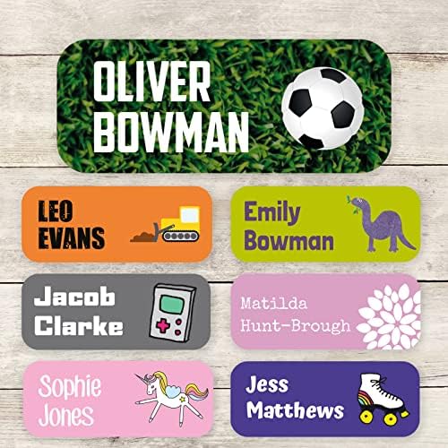 Stickerscape 46 Name Labels for Children - Mix of Iron on and Stick on Name Labels - School, Pre-School and Nursery - Labels for School Uniforms, Stationary, tupperware (Unicorns)
