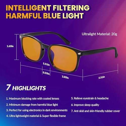 Image of MIGSIR Blue Light Blocking Glasses for Computer Gaming, Fashion Fake Helps Reduce Screen Fatigue Eyeglasses for Women Men