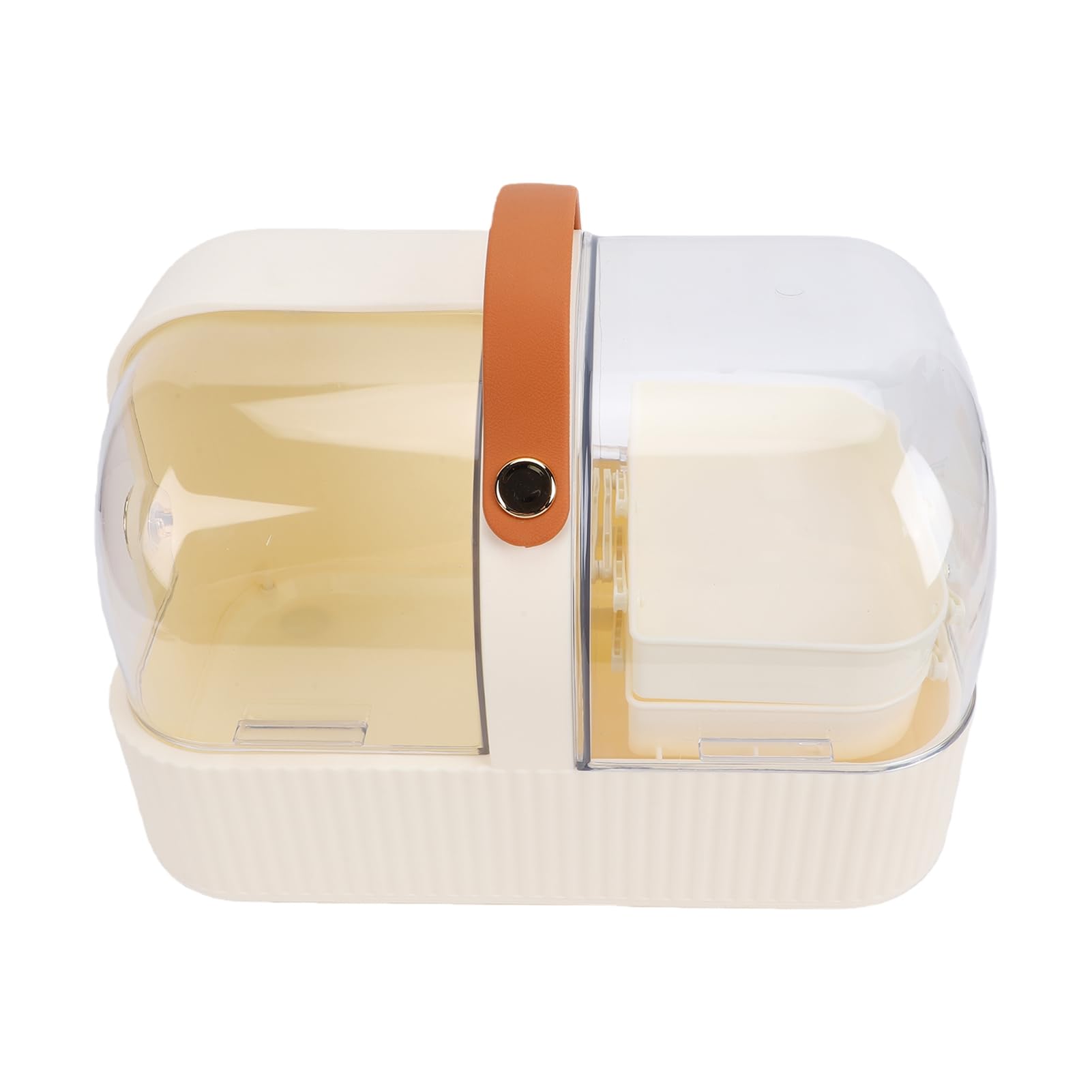 Topiky Range-maquillage Transparent avec Couvercle et Poignée (Blanc crème)