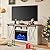 AMERLIFE Fireplace TV Stand with Sliding Barn Door for TVs up to 73", Farmhouse 63" Entertainment Center with Storage Cabinets/Adjustable Shelves, Distressed White & Rustic