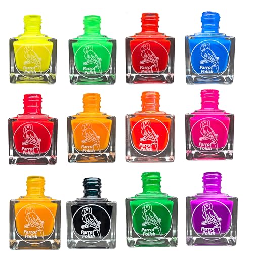 Parrot Polish Neon Nail Polish Collection, Quick Dry Bright Color