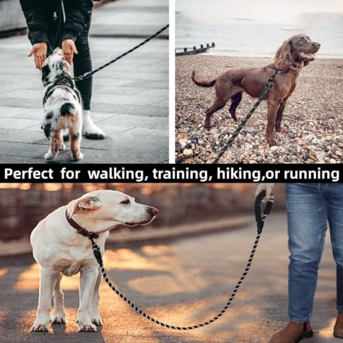 Hundeleine mit bequemen gepolsterten Griff,2M Starke Hunde Trainingsleine mit angenehm Gepolstertem Griff,Reflektierenden Streifen für Mittelgroße und Große Hunde Aller Größen