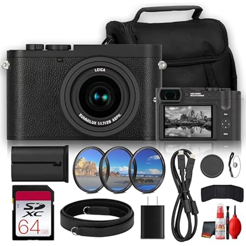 Leica Q3 Monochrom Digital Camera for Editorial Shooters, Black and White Fine Art Capture, High Resolution Files Signature Leica Rendering (19200) + 64GB Card + Camera Bag + More (15pc Bundle)