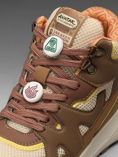 Image of The Souled Store Avatar: Elements Men and Boys High Top Sneakers Brown and Beige and Off White Streetwear Trainer PU and Mesh Phylon Midsole Durable Outsole Lace Up Lightweight
