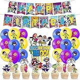 HANJIEJIE cartoon birthday party supplies,cartoon party including cake caps, cupcake caps, flags, Latex Balloons, It is very suitable for boy's and girl themed birthday party supplies.